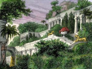 A depiction of the Hanging Gardens of Babylon